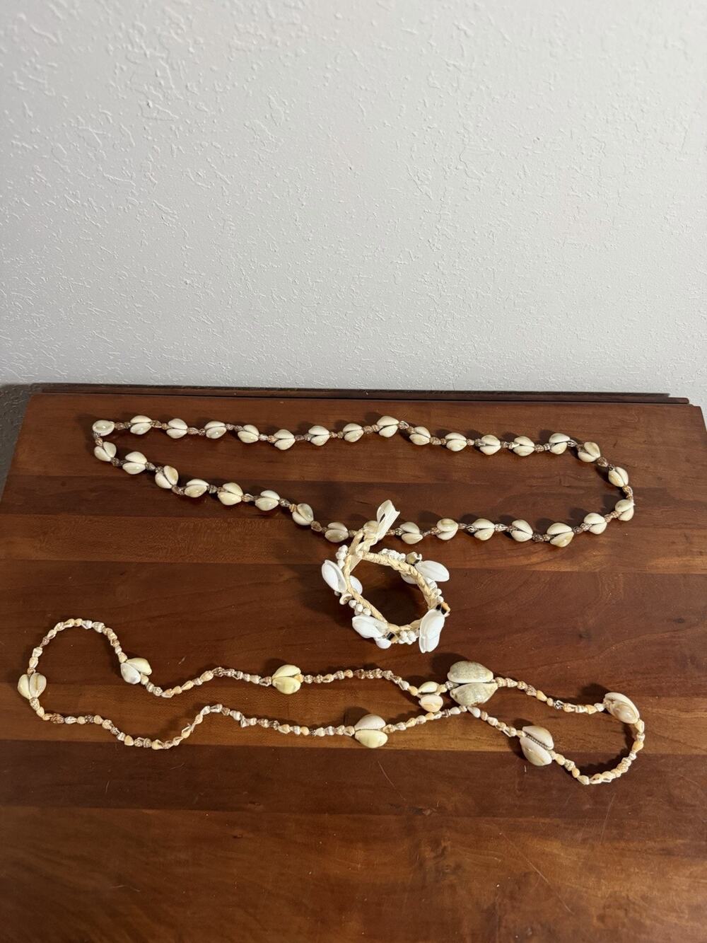 Puka Shells Jewlery Lot of 3- 2 Necklace 1 Bracelet Beach Coastal Surfer